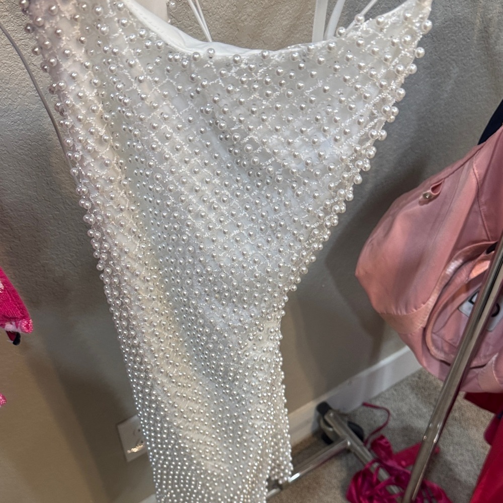 Windsor White Pearl-Studded Gown